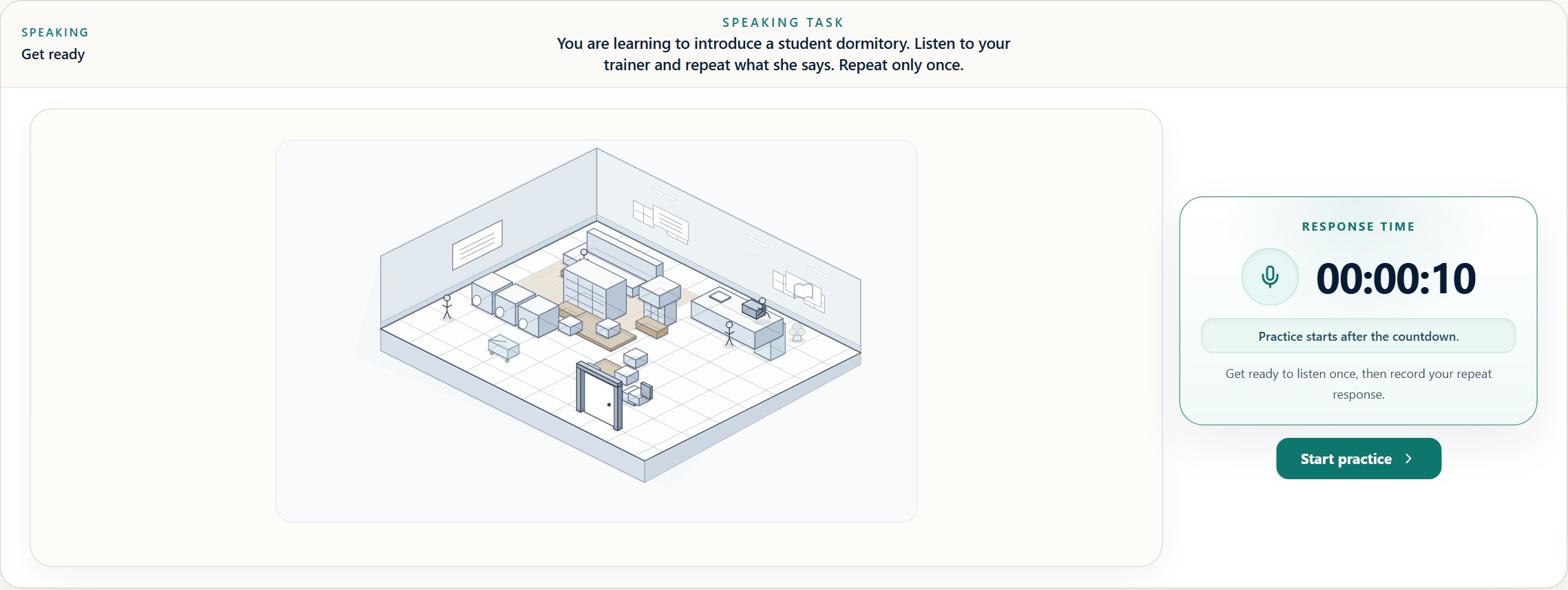 TOEFL Lab Speaking practice workspace.